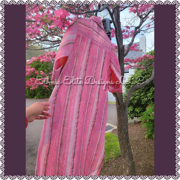 New Pink/White Khadi Kurta - Floral applique Work -Shirt Dress - Picture 8 of 11